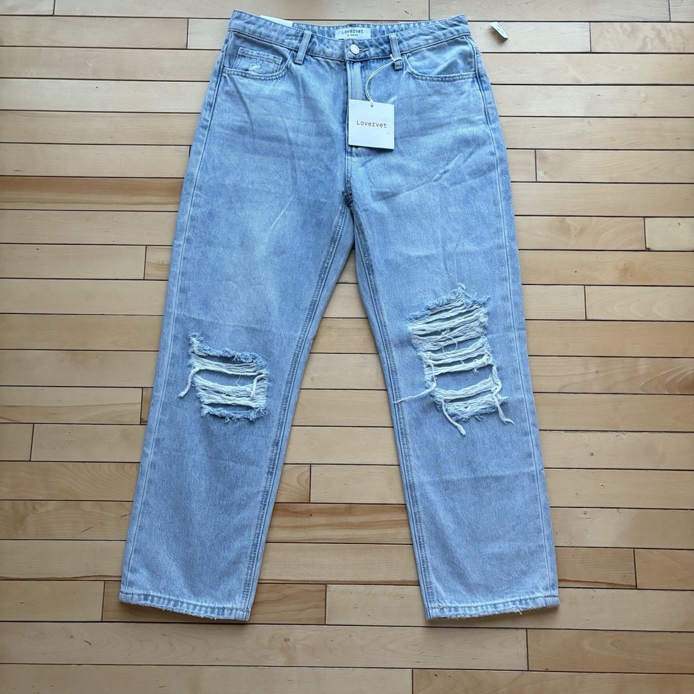 NWT Lovervet By Vervet Super High Rise Straight Distressed  Stretch 29 Jeans